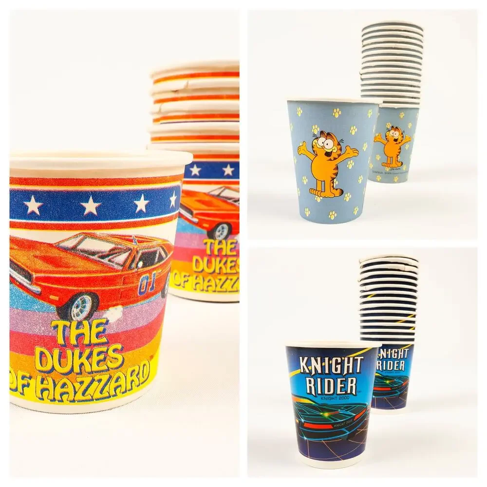 Mixed Lot 80s Birthday Plates Cups Garfield Muppets Dukes Scooby Knight Rider